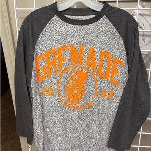 NWOT Grenade Brand Long Sleeve Raglan T-Shirt size medium. 60/40 cotton/poly.